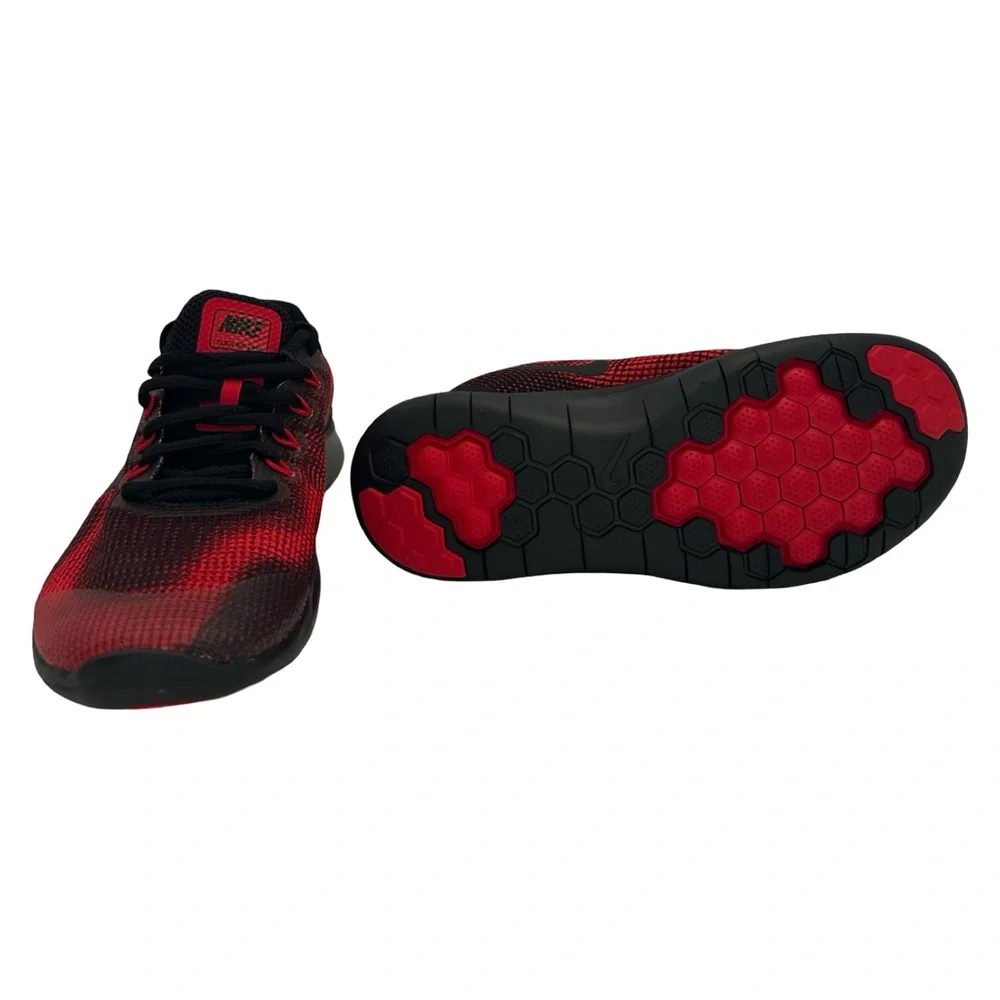 Nike Flex RN 2018 Running Shoes Red Black Mesh Sneakers‎ Youth Size 6Y